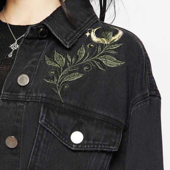 Nirah Forest Witch Black Denim Embroidery Jacket Disturbia - Picture 4 of 5